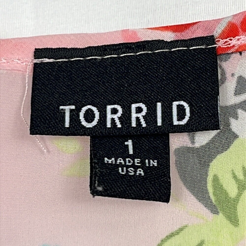 Torrid Sheer High Low Sleeveless Blouse Womens Size 1 (14/16/ 1X) Floral Pink - Picture 3 of 7